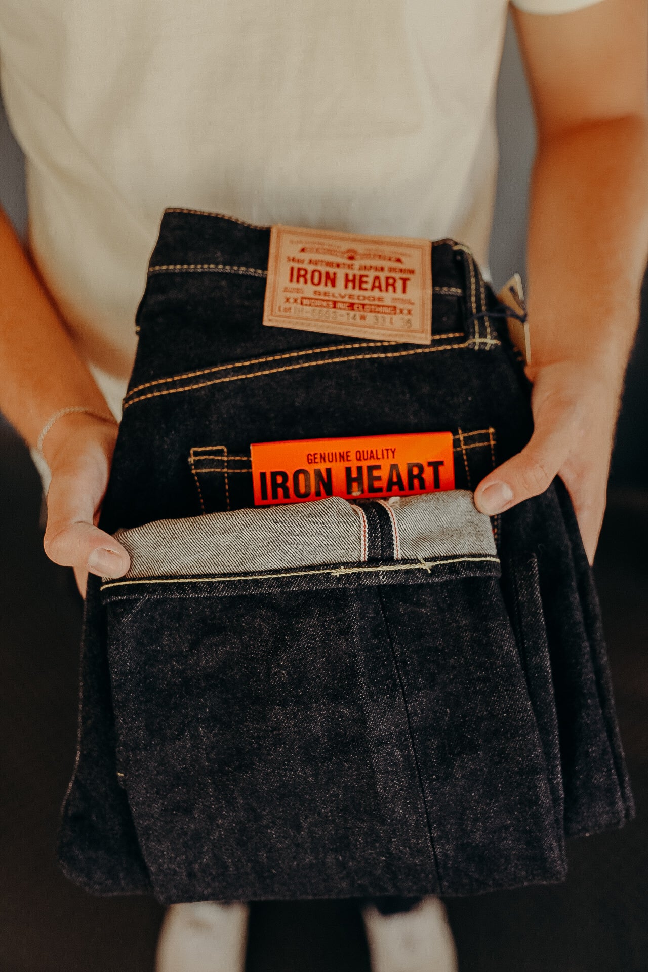 14oz Selvedge Denim Slim Straight Cut Jeans - Indigo IH-666S-142