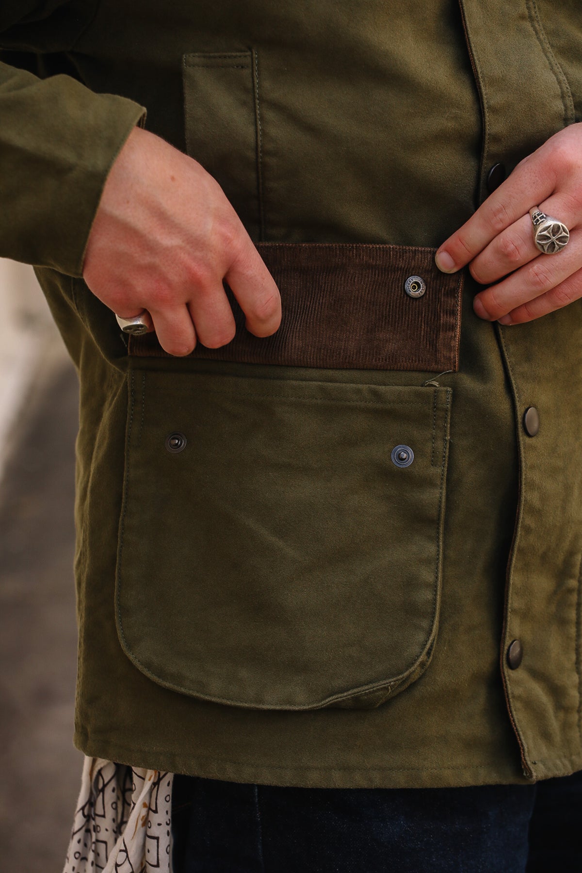 F2361 FOB Factory Moleskin Riding Jacket- Olive