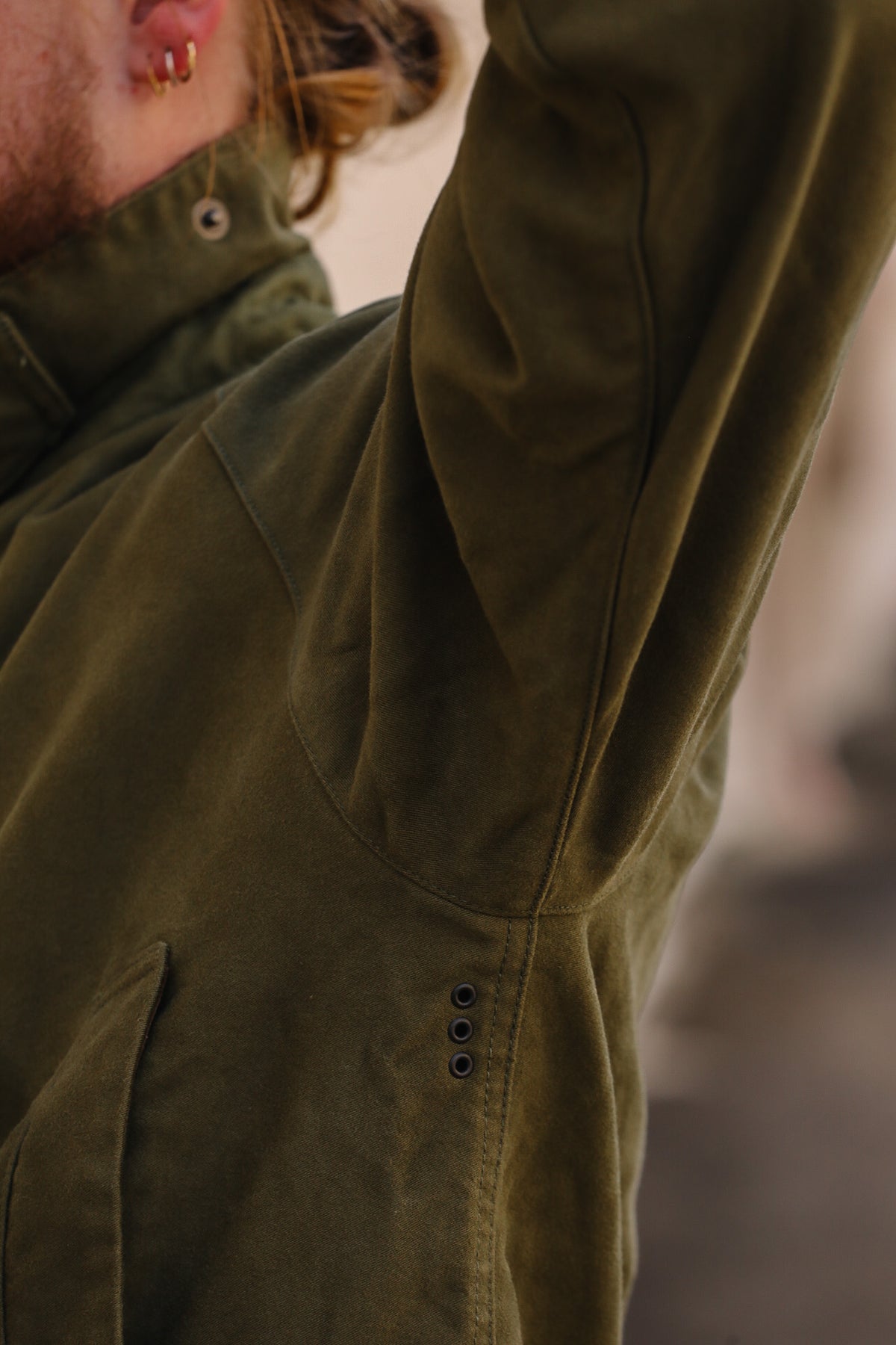 F2361 FOB Factory Moleskin Riding Jacket- Olive