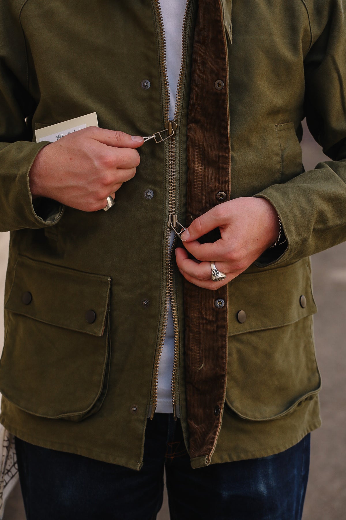 F2361 FOB Factory Moleskin Riding Jacket- Olive