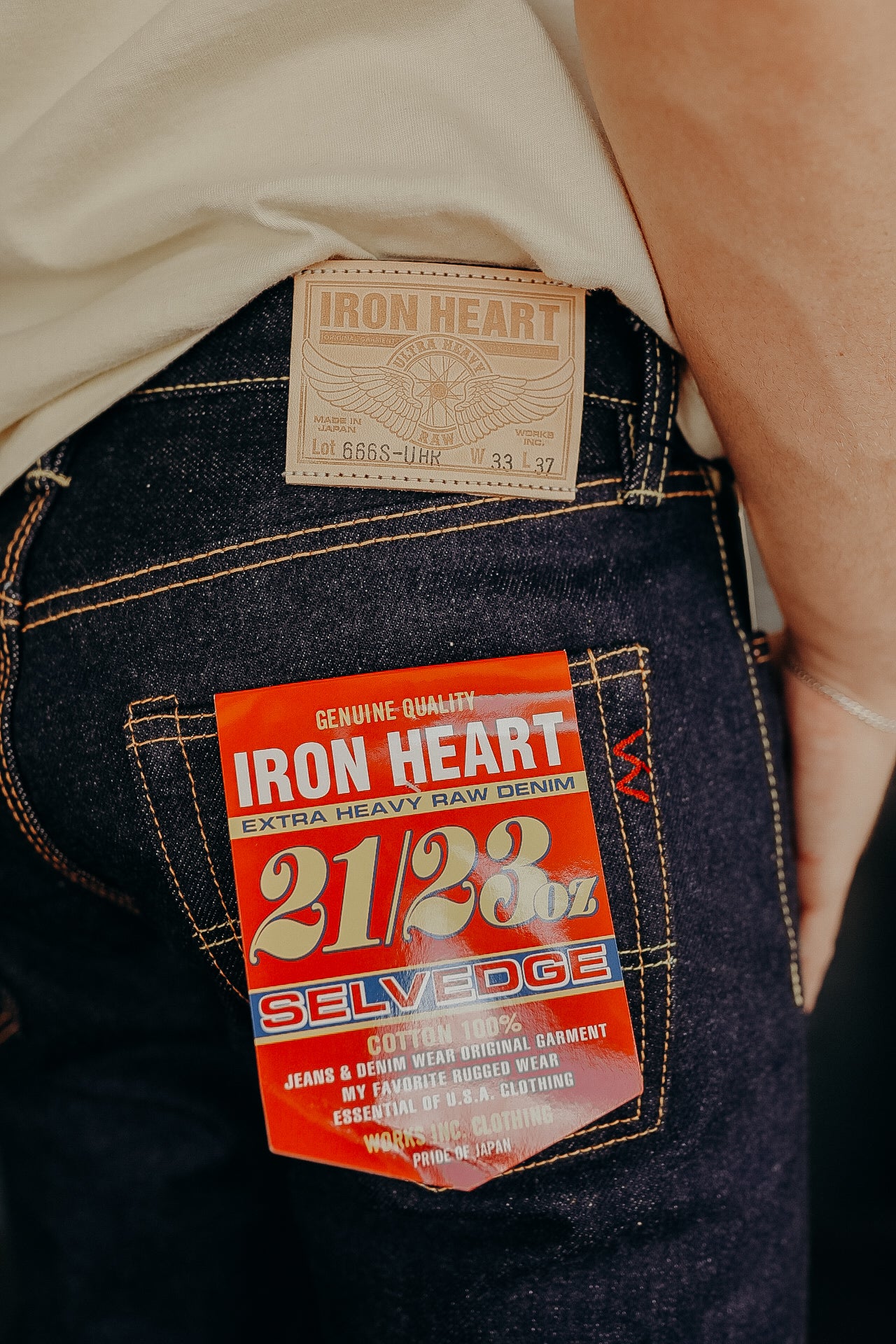 IH-666S-UHR Iron Heart 21/23oz Ultra Heavy Raw Selvedge Denim Slim Straight Cut Jeans - Indigo