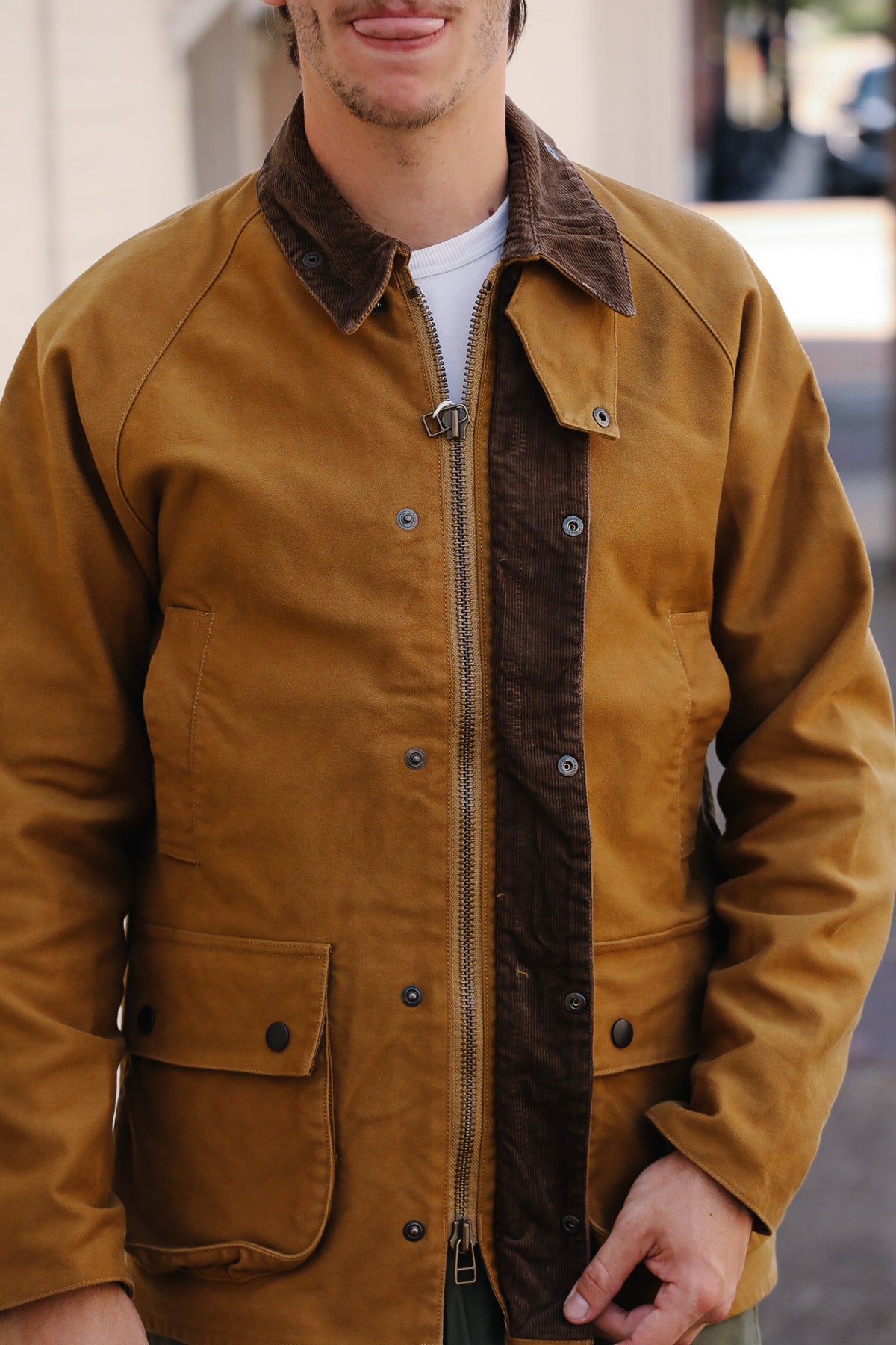 F2361 FOB Factory Moleskin Riding Jacket- Khaki