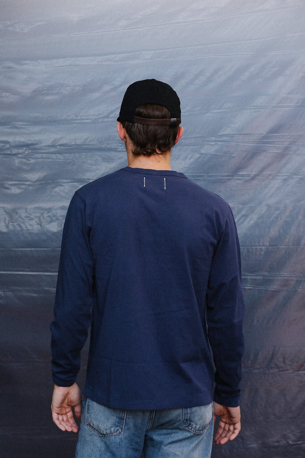Dehen 1920 Heavy Duty Long Sleeve Single Pocket Tee- Navy