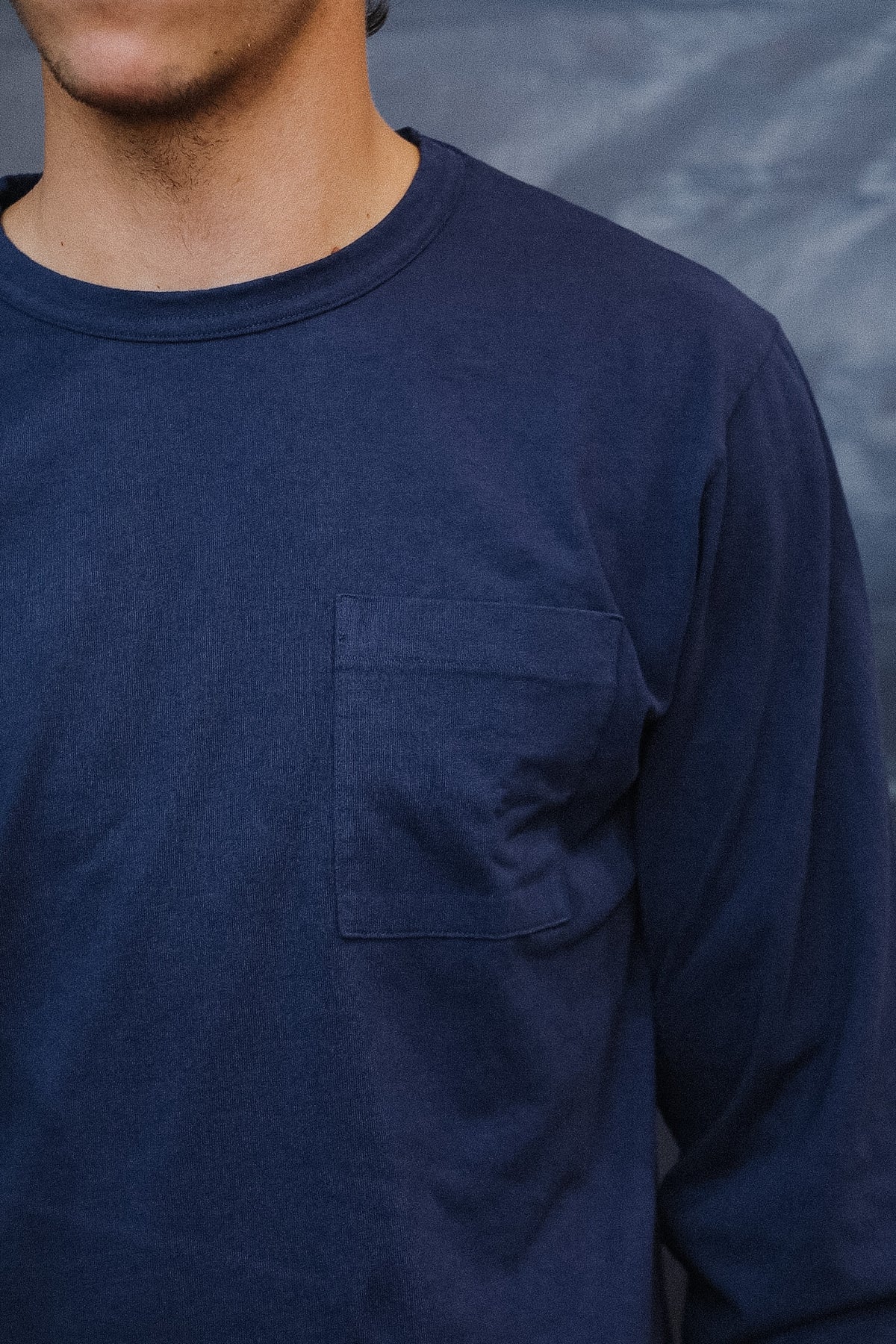Dehen 1920 Heavy Duty Long Sleeve Single Pocket Tee- Navy