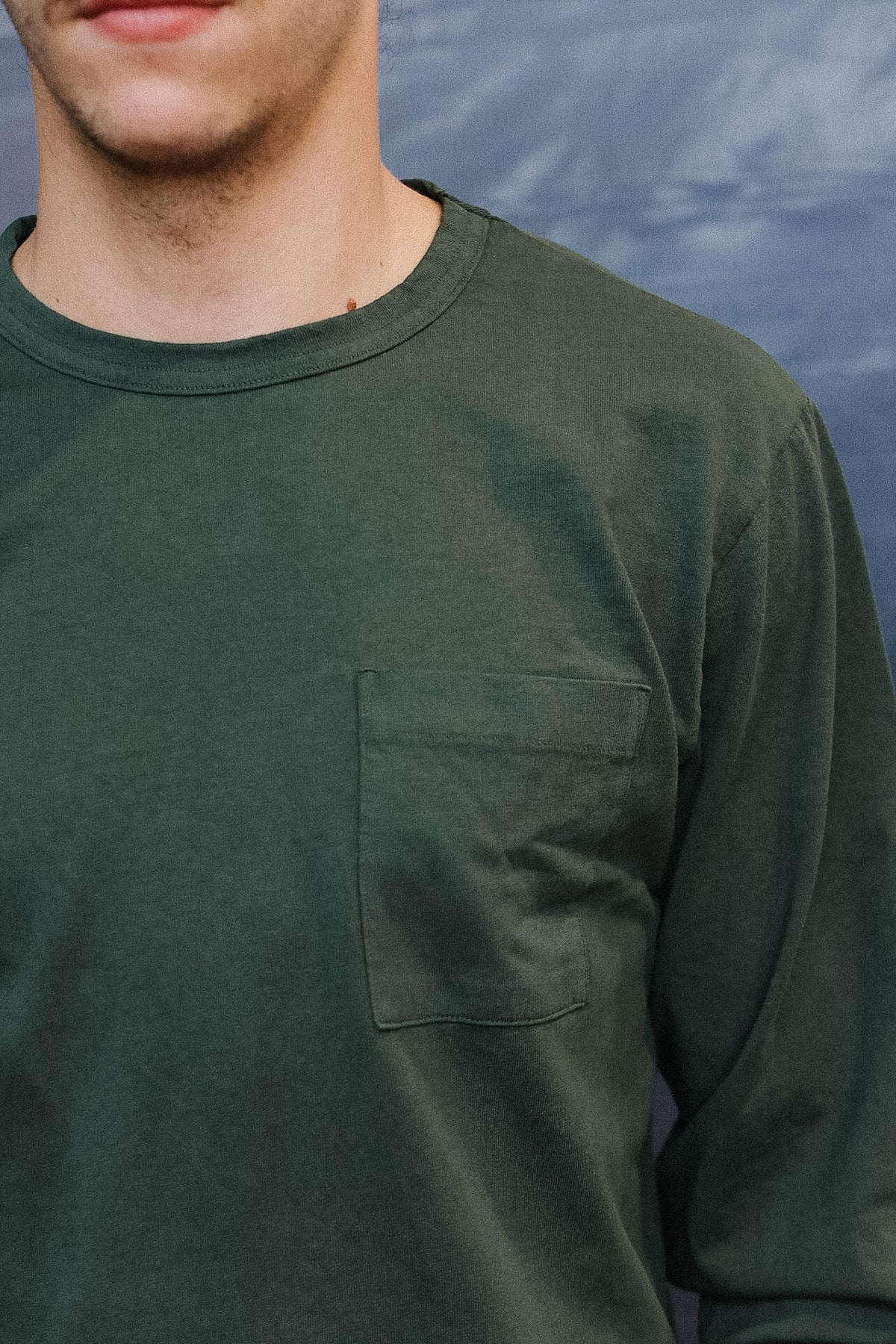Dehen 1920 Heavy Duty Long Sleeve Single Pocket Tee- Spruce