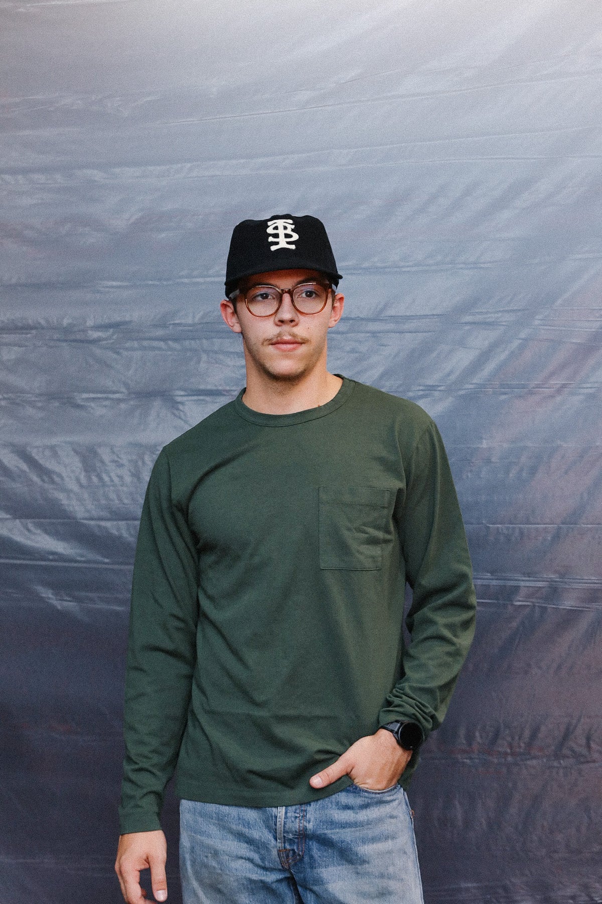 Dehen 1920 Heavy Duty Long Sleeve Single Pocket Tee- Spruce