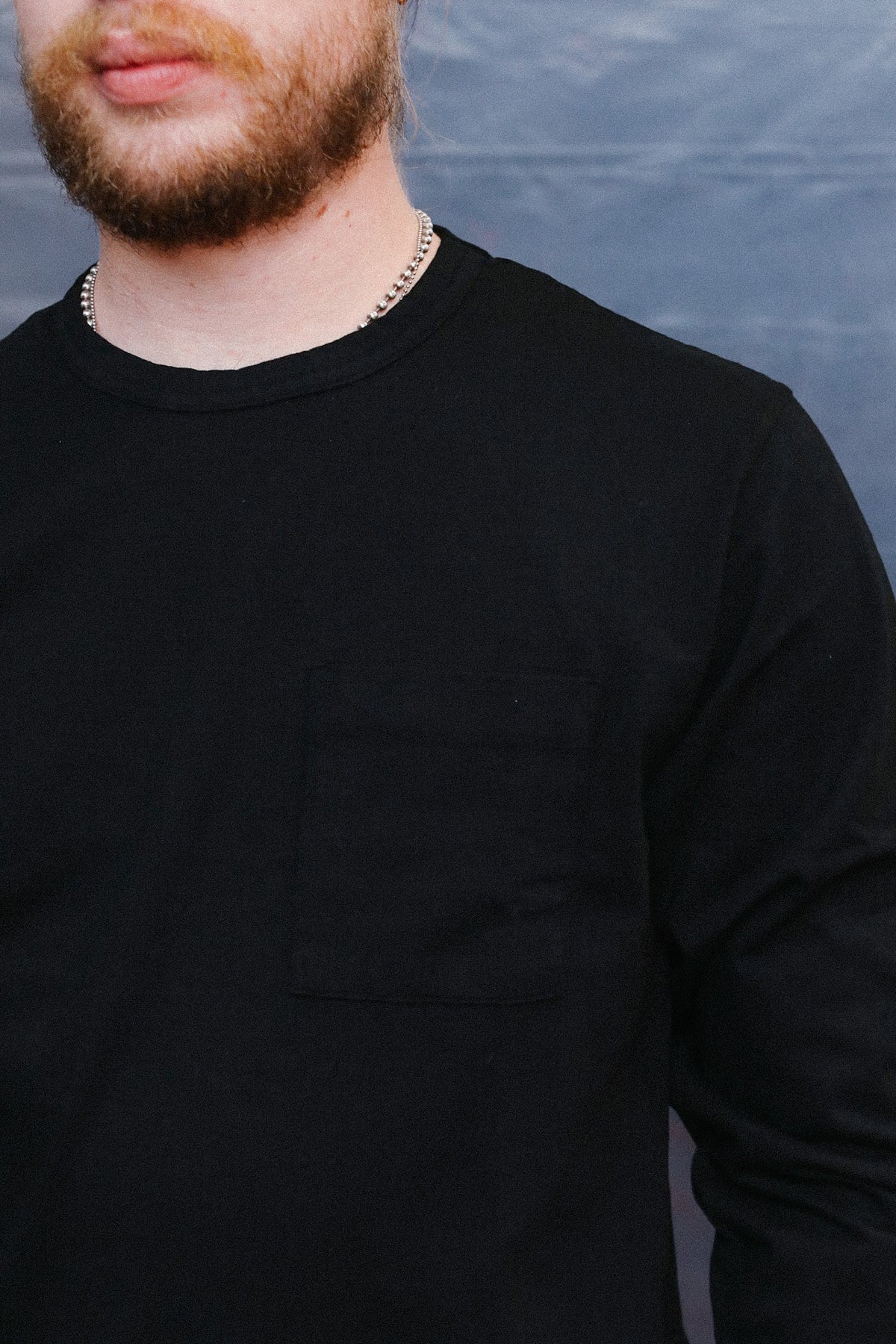 Dehen 1920 Heavy Duty Long Sleeve Single Pocket Tee- Black