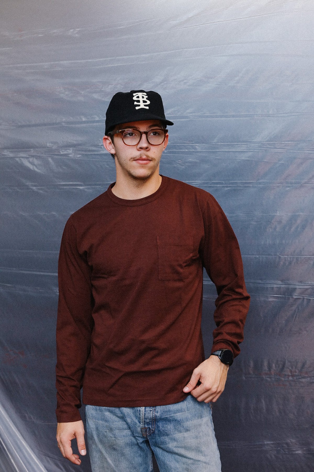 Dehen 1920 Heavy Duty Long Sleeve Single Pocket Tee-Fig