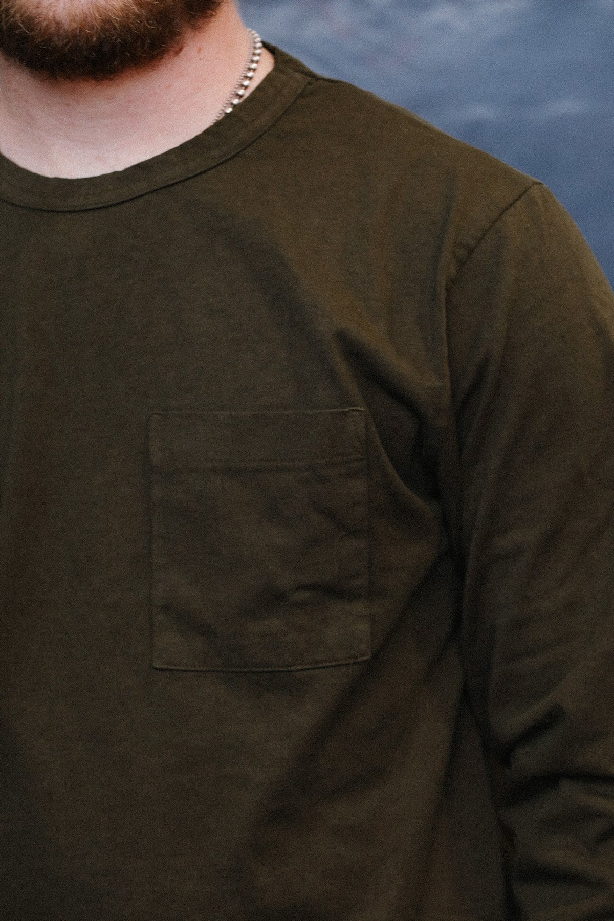 Dehen 1920 Heavy Duty Long Sleeve Single Pocket Tee- Loden