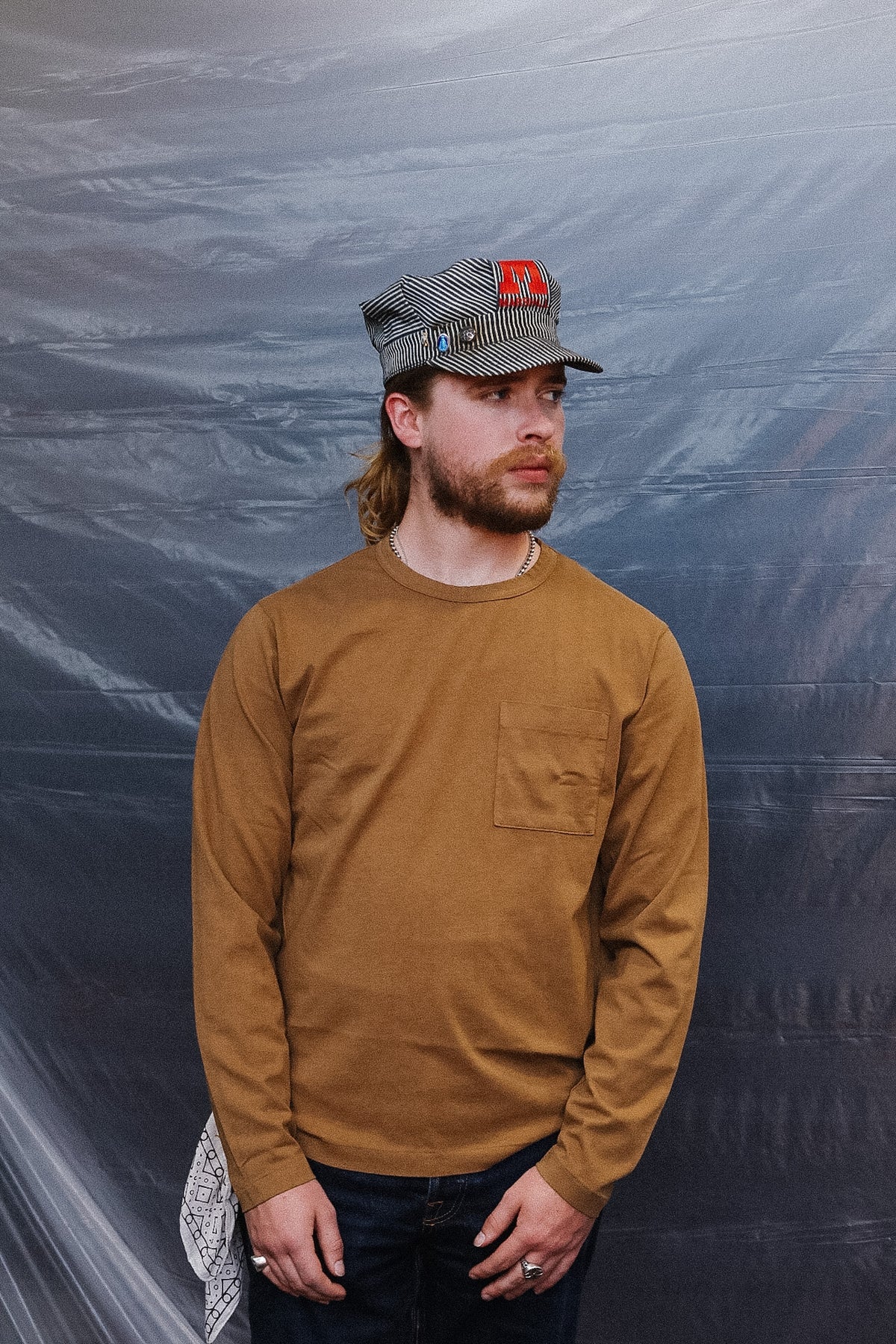 Dehen 1920 Heavy Duty Long Sleeve Single Pocket Tee- Hardtack