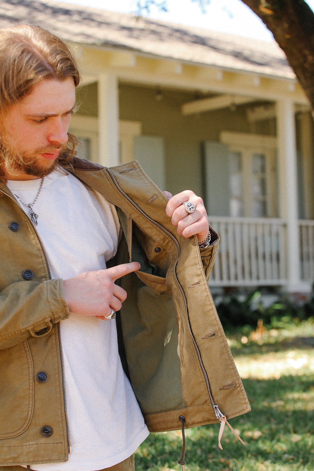 12oz Whipcord Lightweight N1 Deck Jacket - Khaki IHM-48-KHA