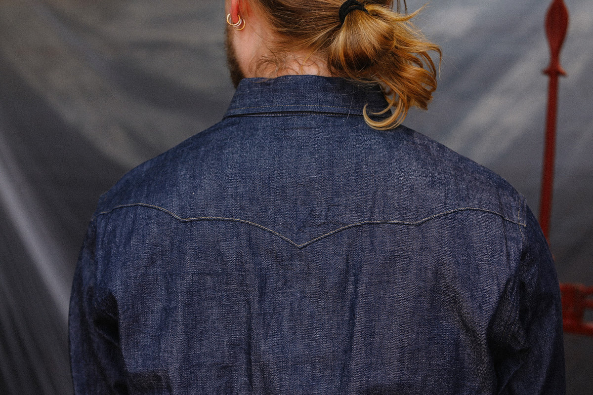 SC28190 Sugar Cane Long Sleeve Denim Western Shirt- Indigo