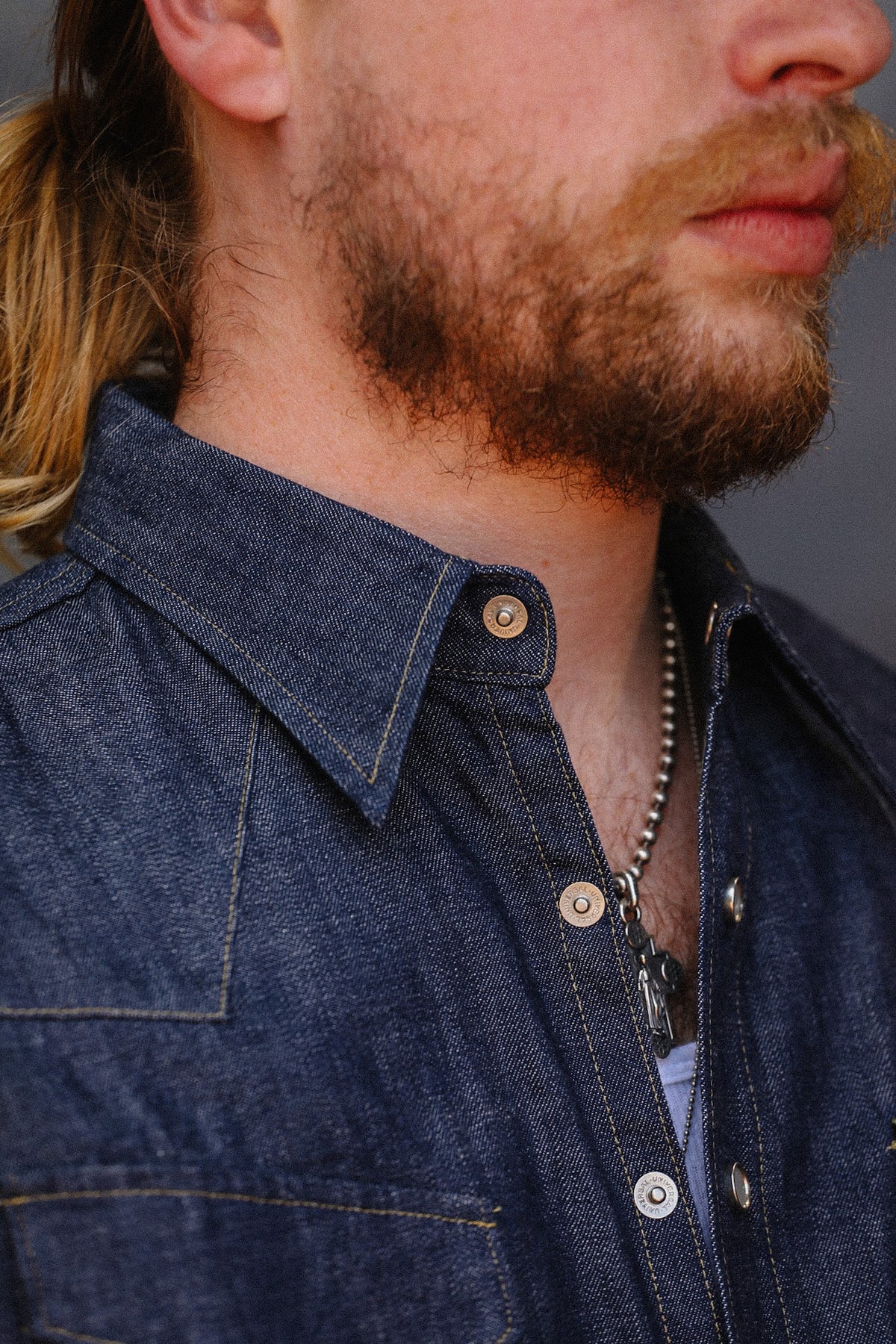 SC28190 Sugar Cane Long Sleeve Denim Western Shirt- Indigo