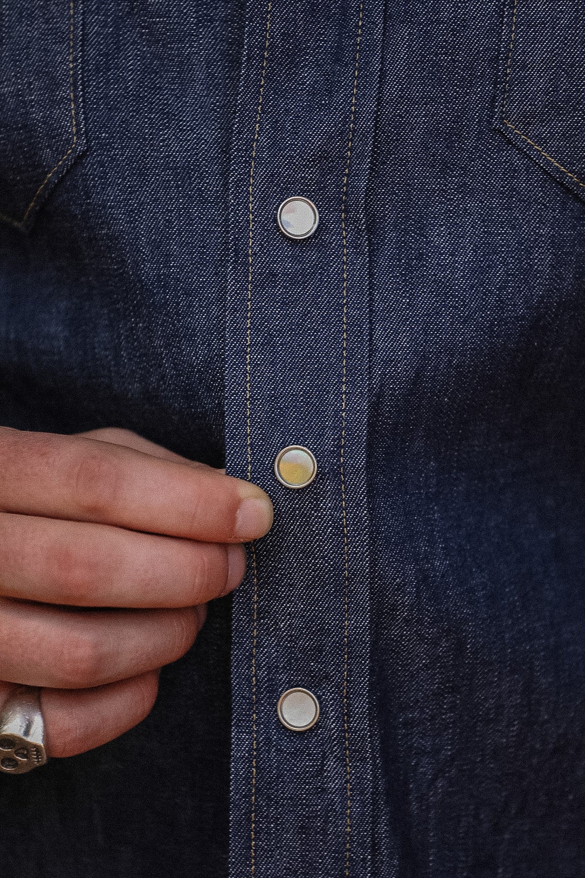 SC28190 Sugar Cane Long Sleeve Denim Western Shirt- Indigo