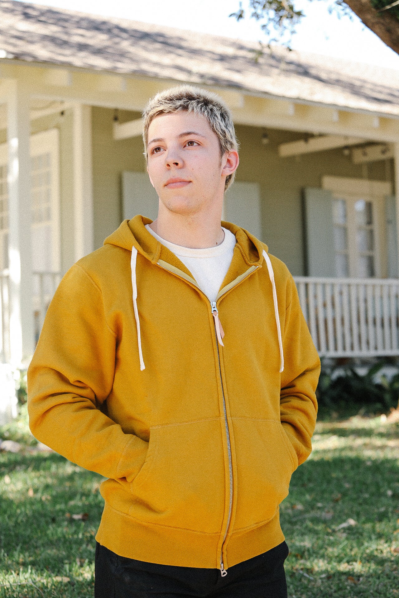 14oz Ultra Heavyweight Loopwheel Cotton Zippered Hoodie - Mustard IHSW-10-MUS