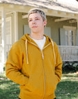 14oz Ultra Heavyweight Loopwheel Cotton Zippered Hoodie - Mustard IHSW-10-MUS