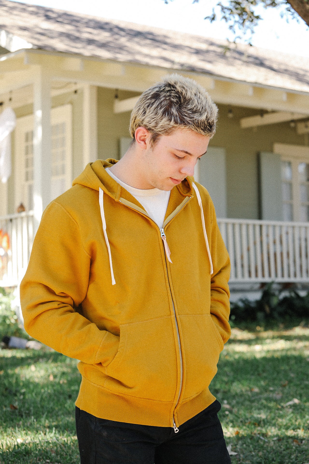 14oz Ultra Heavyweight Loopwheel Cotton Zippered Hoodie - Mustard IHSW-10-MUS