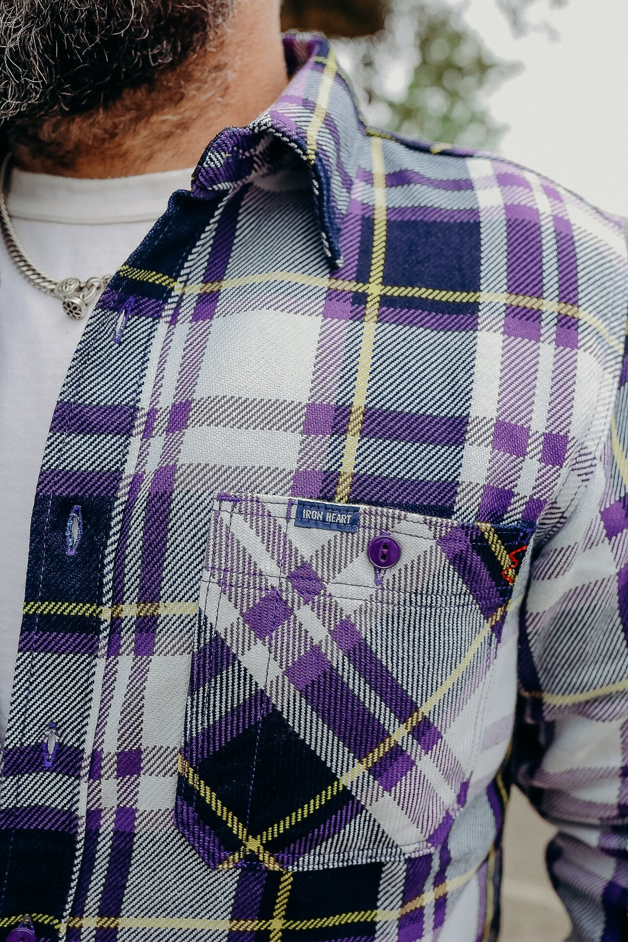 9oz Selvedge American Check Work Shirt - Purple IHSH-382-PUR