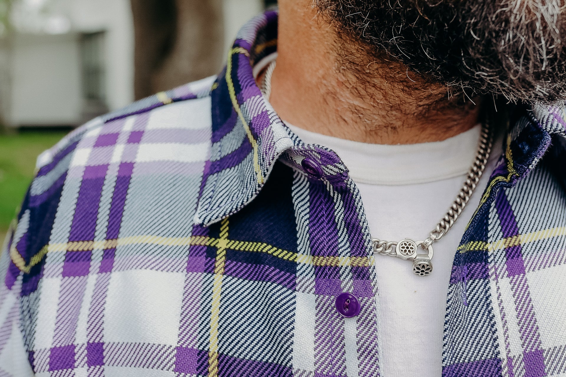 9oz Selvedge American Check Work Shirt - Purple IHSH-382-PUR