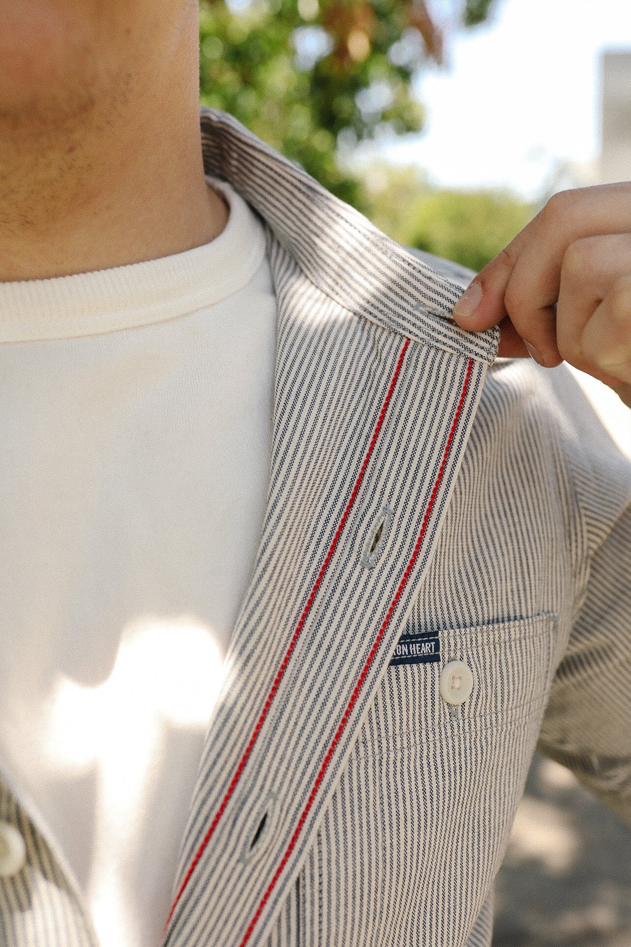 5oz Selvedge Ox Cloth Short Sleeved Work Shirt - Hickory Stripe IHSH-420-HIC