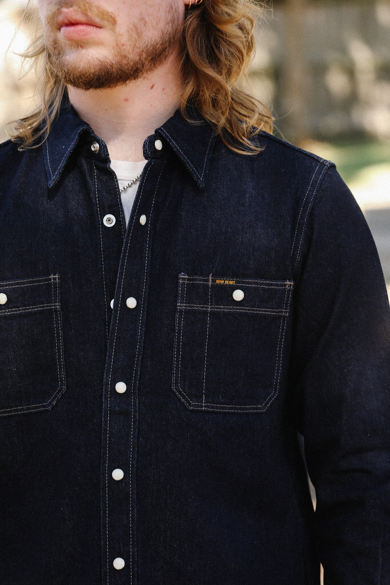 12oz Selvedge Denim Work Shirt With Snaps - Indigo IHSH-326-IND