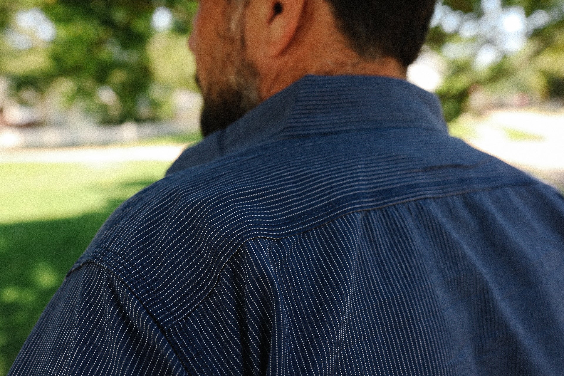5oz Selvedge Ox Cloth Short Sleeved Work Shirt - Pinstripe IHSH-420-PIN