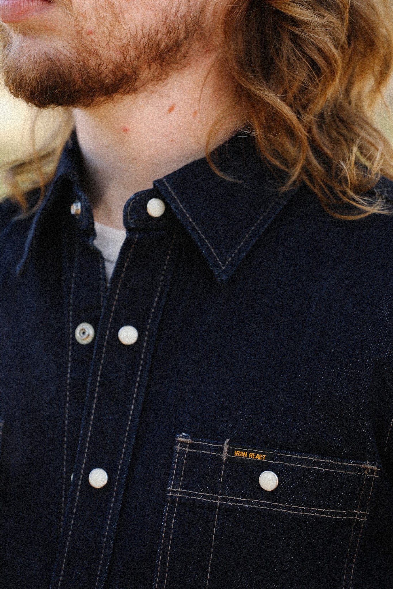 12oz Selvedge Denim Work Shirt With Snaps - Indigo IHSH-326-IND