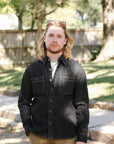 12oz Selvedge Denim Work Shirt With Snaps - Black and cream IHSH-326-BLK