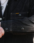 12oz Selvedge Denim Work Shirt With Snaps - Black and cream IHSH-326-BLK