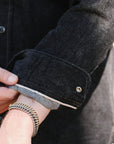 12oz Selvedge Denim Work Shirt With Snaps - Black and cream IHSH-326-BLK