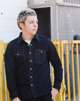 12oz Selvedge Denim Work Shirt With Snaps - Indigo Overdyed Black IHSH-326-OD
