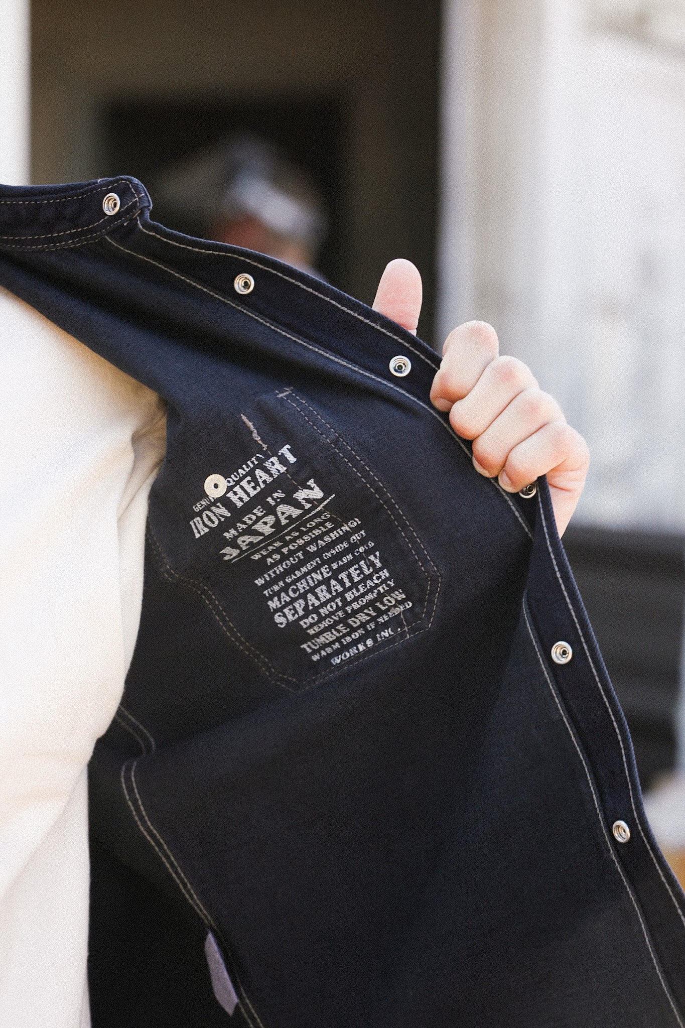 12oz Selvedge Denim Work Shirt With Snaps - Indigo Overdyed Black IHSH-326-OD