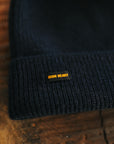 100% Wool Ribbed Beanie- Navy Blue IHG-WOOL