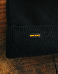 100% Wool Ribbed Beanie- Black  IHG-WOOL
