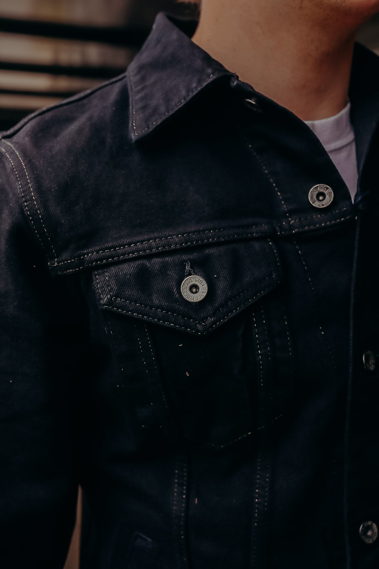 14oz Selvedge Denim Modified Type III Jacket - Indigo Overdyed Black IH-526-142OD