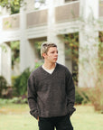 V-Neck Sweater- Pewter Tweed