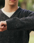 V-Neck Sweater- Pewter Tweed