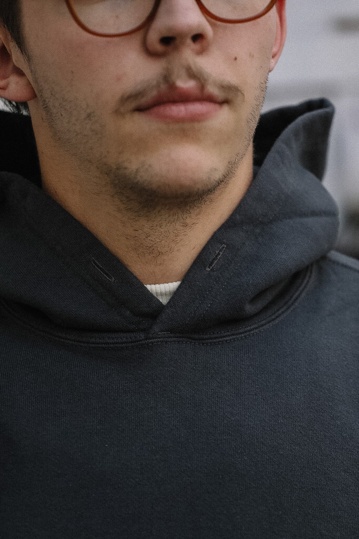 Up close detail of a black sweater