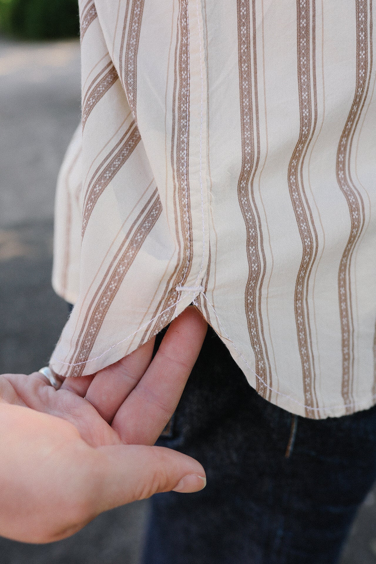 Calico Short Sleeve- Brown Stripe
