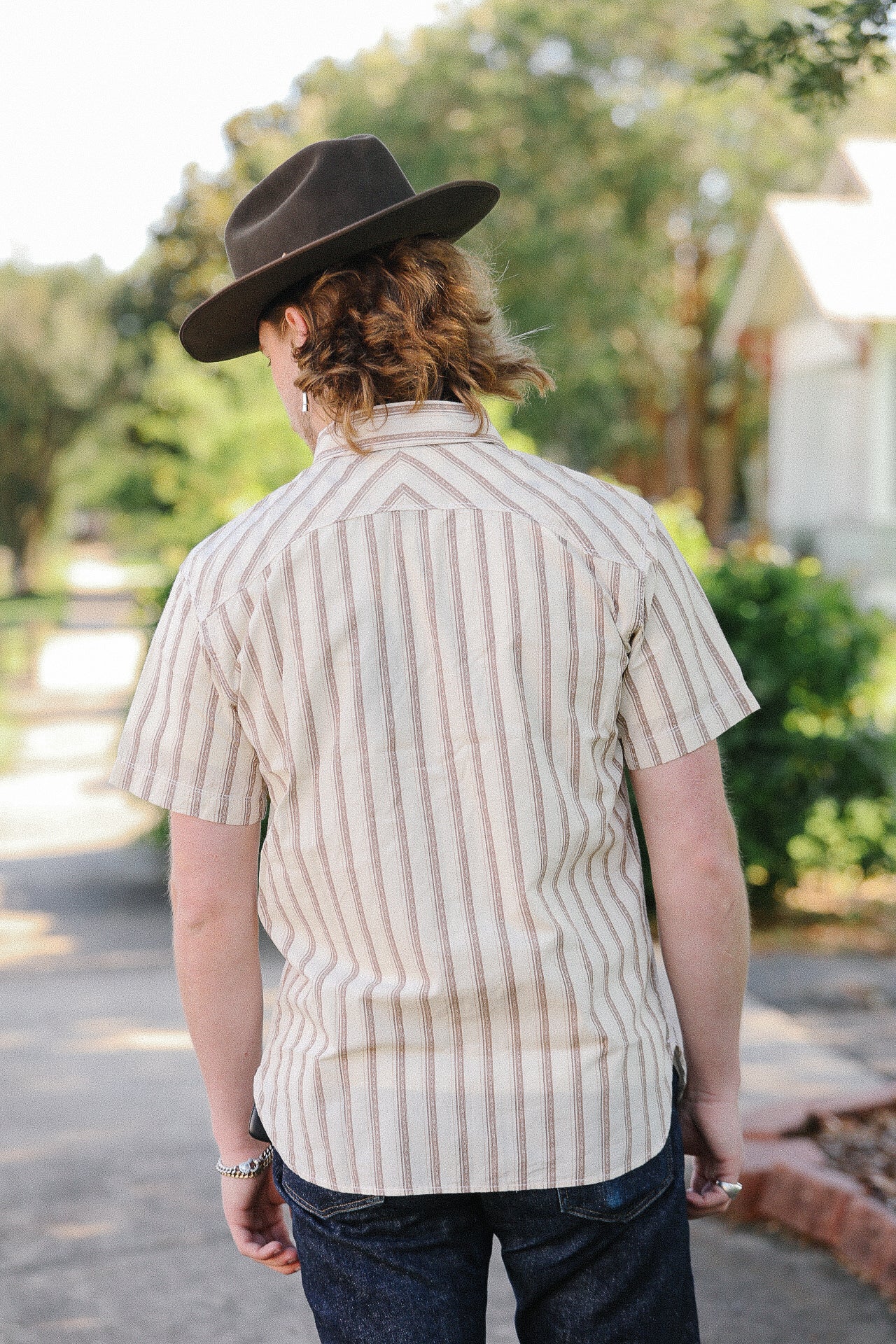 Calico Short Sleeve- Brown Stripe