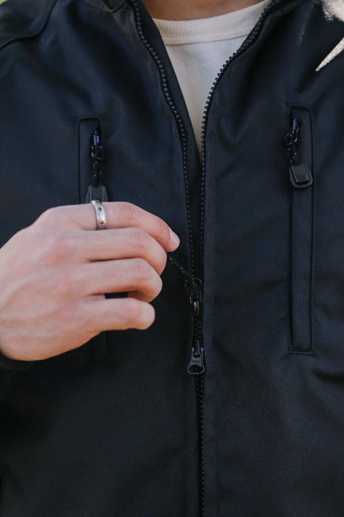 Cordura® Fleece Lined Windbreaker - Black IHJ-152-BLK