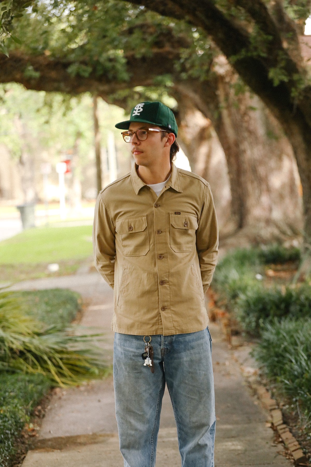 IHSH-451-KHA Iron Heart 9oz Cotton Sateen Military CPO Shirt - Khaki