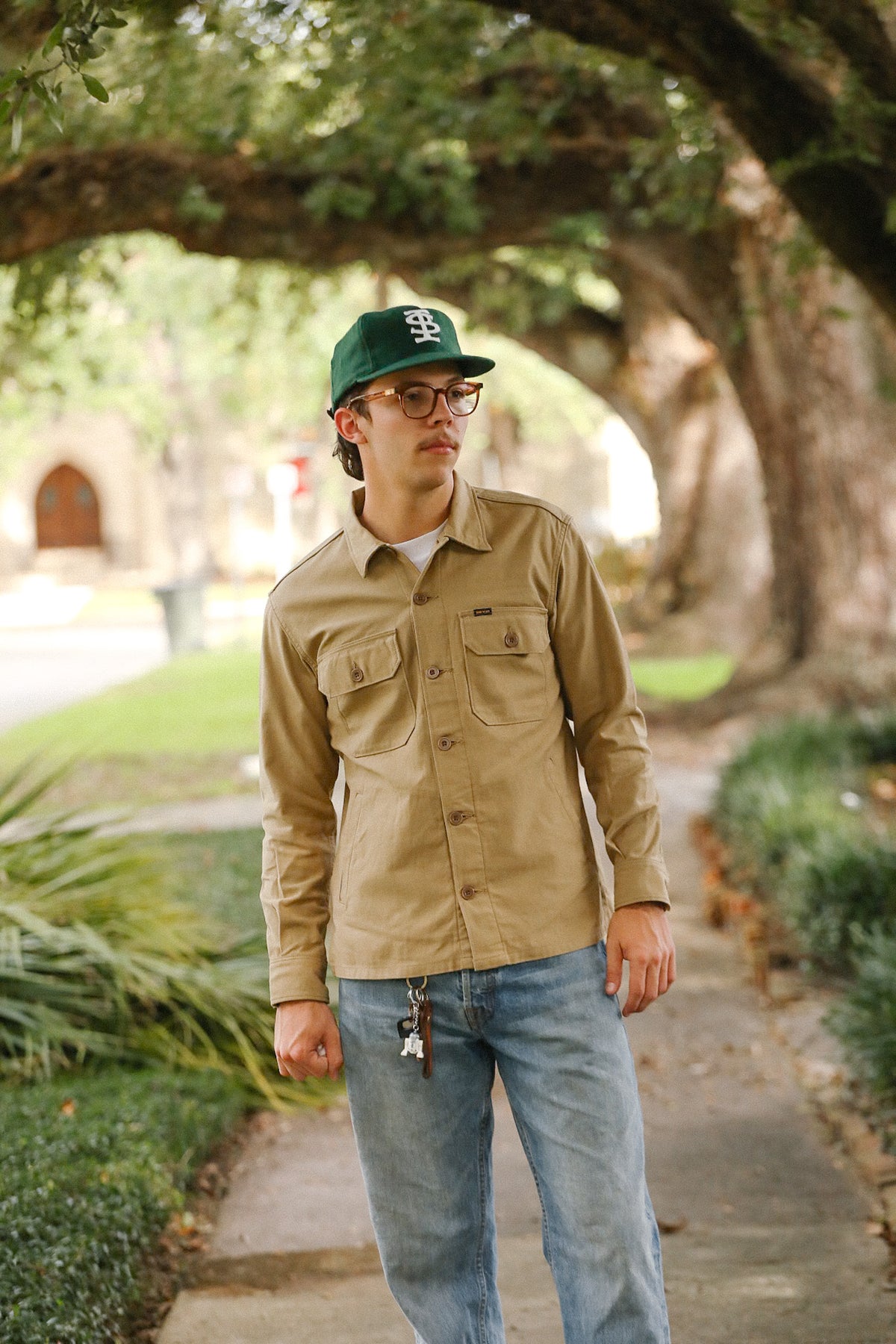 IHSH-451-KHA Iron Heart 9oz Cotton Sateen Military CPO Shirt - Khaki