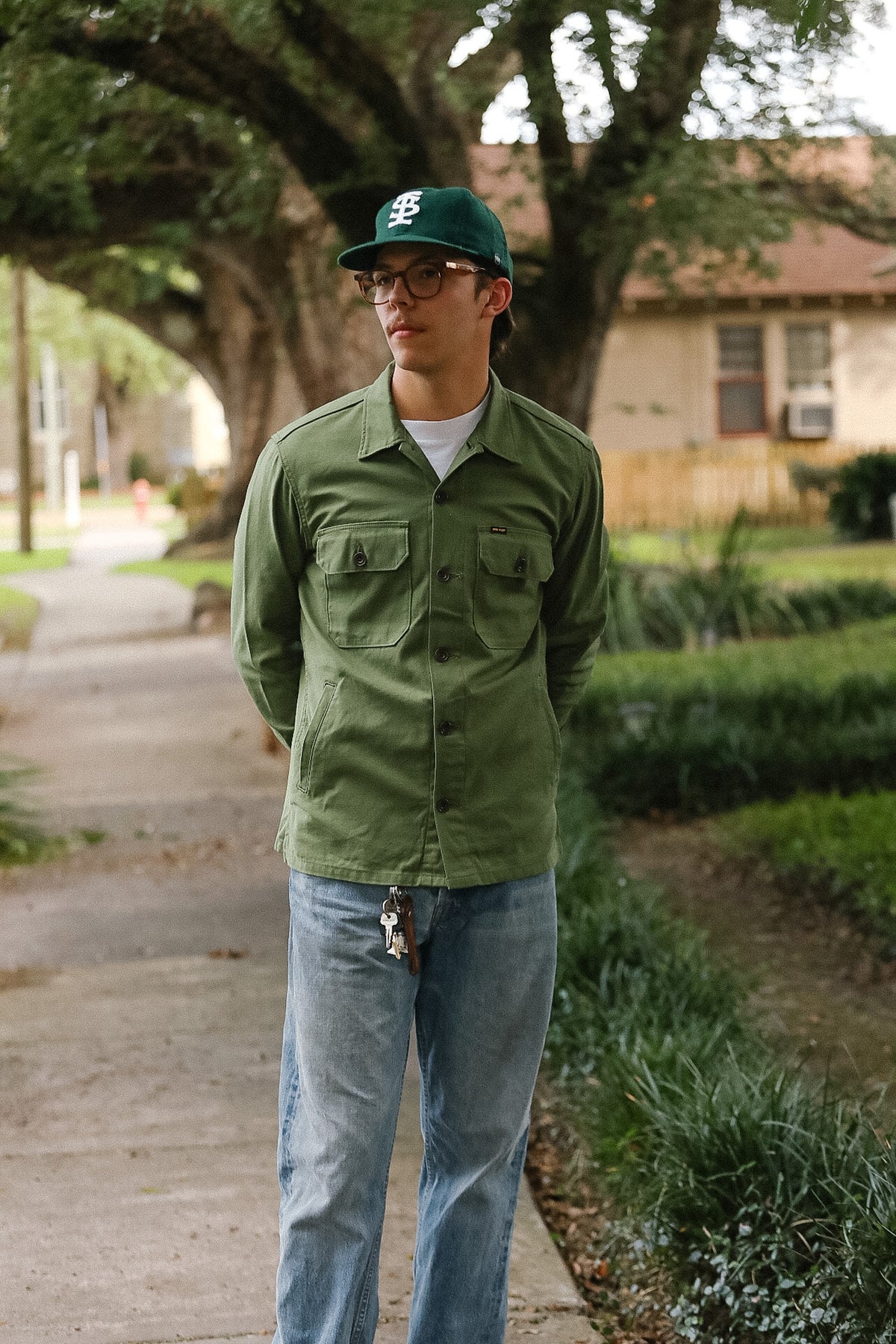 IHSH-451-ODG Iron Heart 9oz Cotton Sateen Military CPO Shirt - Olive Drab Green
