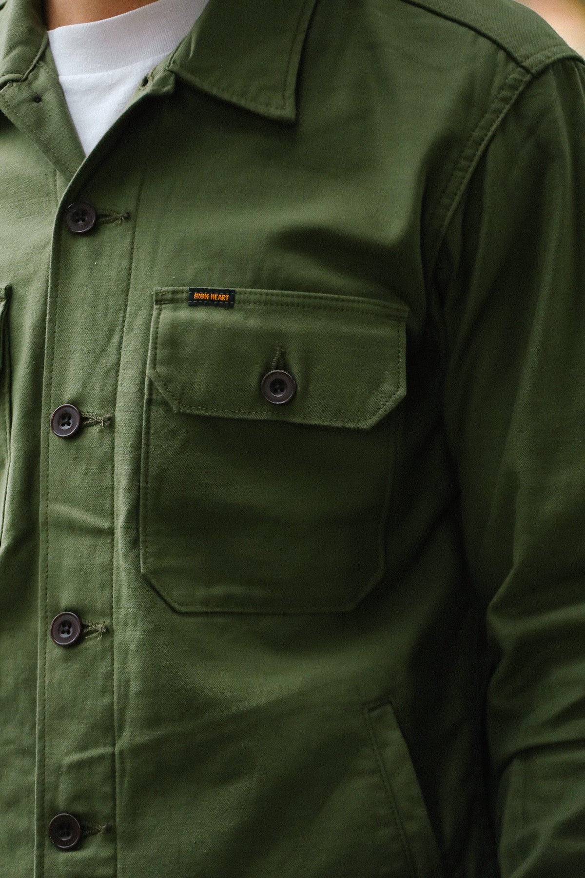 IHSH-451-ODG Iron Heart 9oz Cotton Sateen Military CPO Shirt - Olive Drab Green