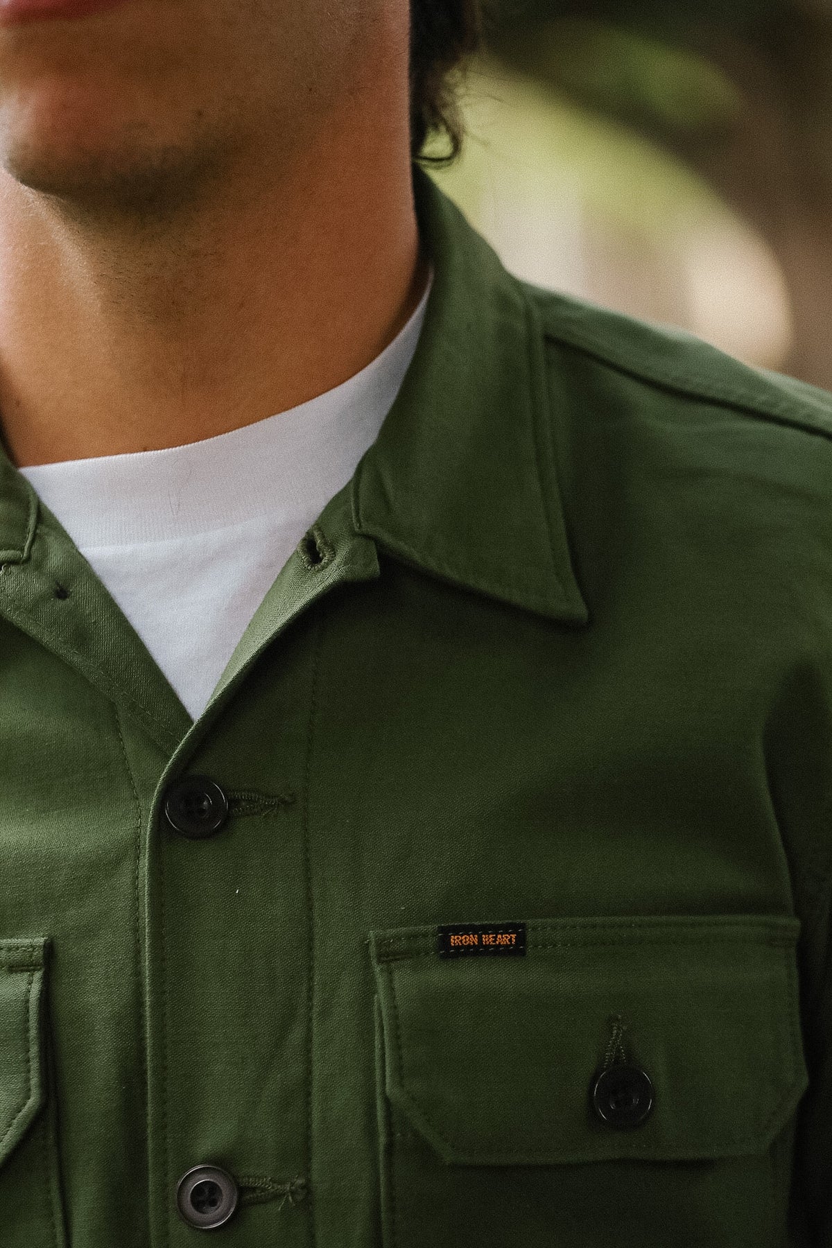 IHSH-451-ODG Iron Heart 9oz Cotton Sateen Military CPO Shirt - Olive Drab Green