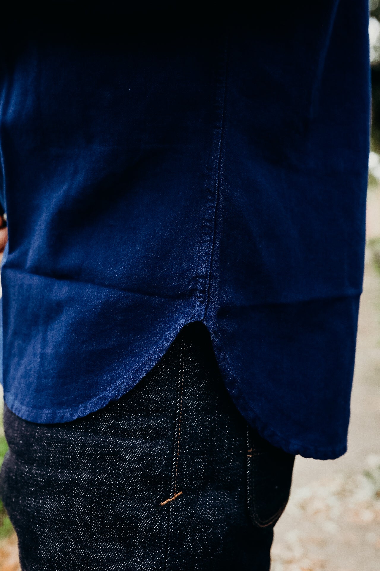 Indigo Yarn Dyed Sateen Sawtooth Pearlsnap Shirt - Rinsed Indigo