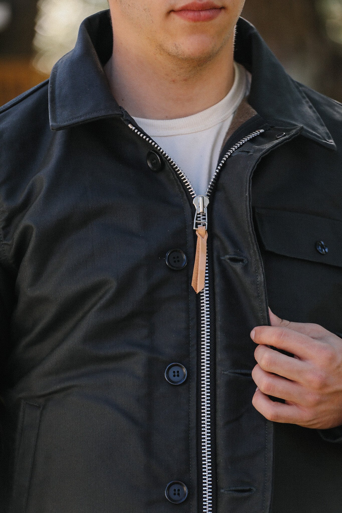 Oiled Whipcord A2 Deck Jacket - Black IHM-45-BLK