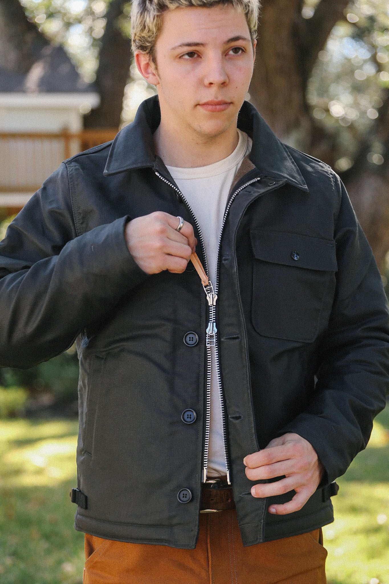 Oiled Whipcord A2 Deck Jacket - Black IHM-45-BLK