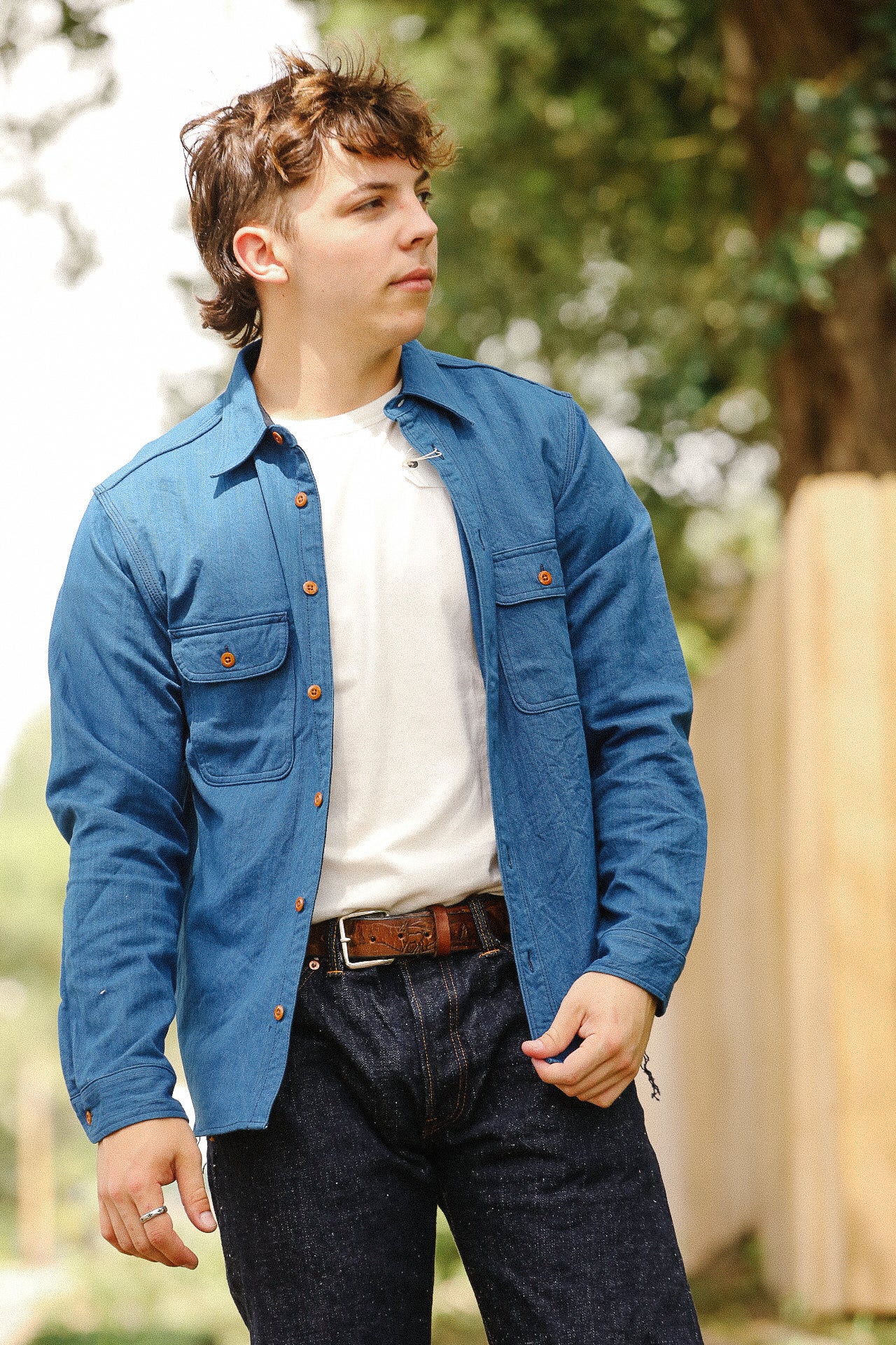 &quot;ASAGI HBT&quot; Natural Indigo Shirt (SSS25-AHB)